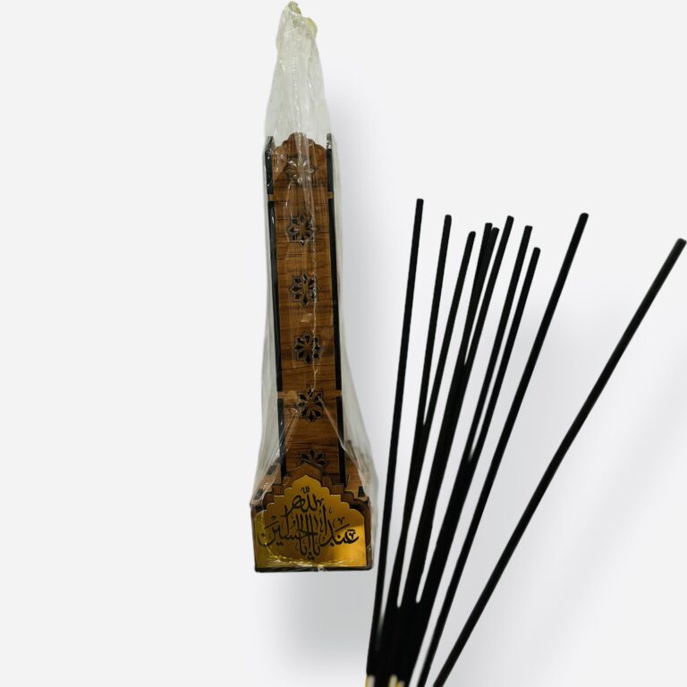 جاعودی چوبی ایستاده طرح اسلیمی با کتیبه لبیک یا حسین (ع)